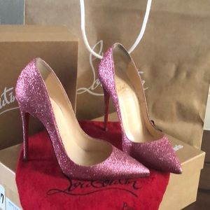 Christian Louboutin pink glitter pumps
